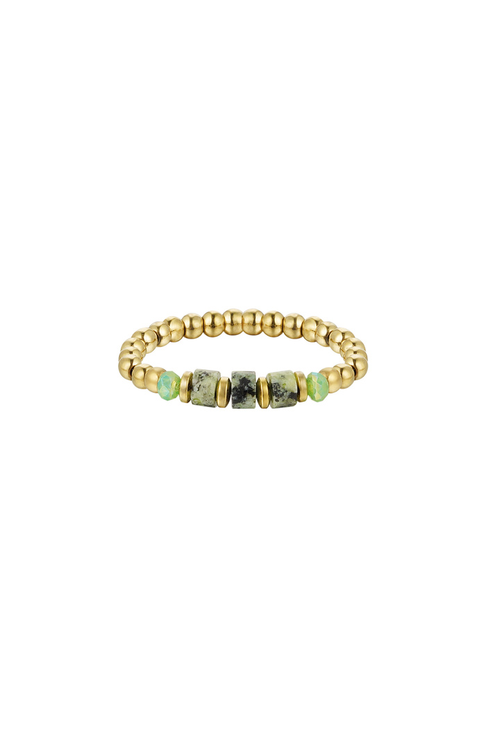 Ring basic stones - Natural stone collection - gold/green Green & Gold One size 