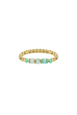 Ring basic steentjes - Natuurstenen collectie - goud/groen Stone One size h5 