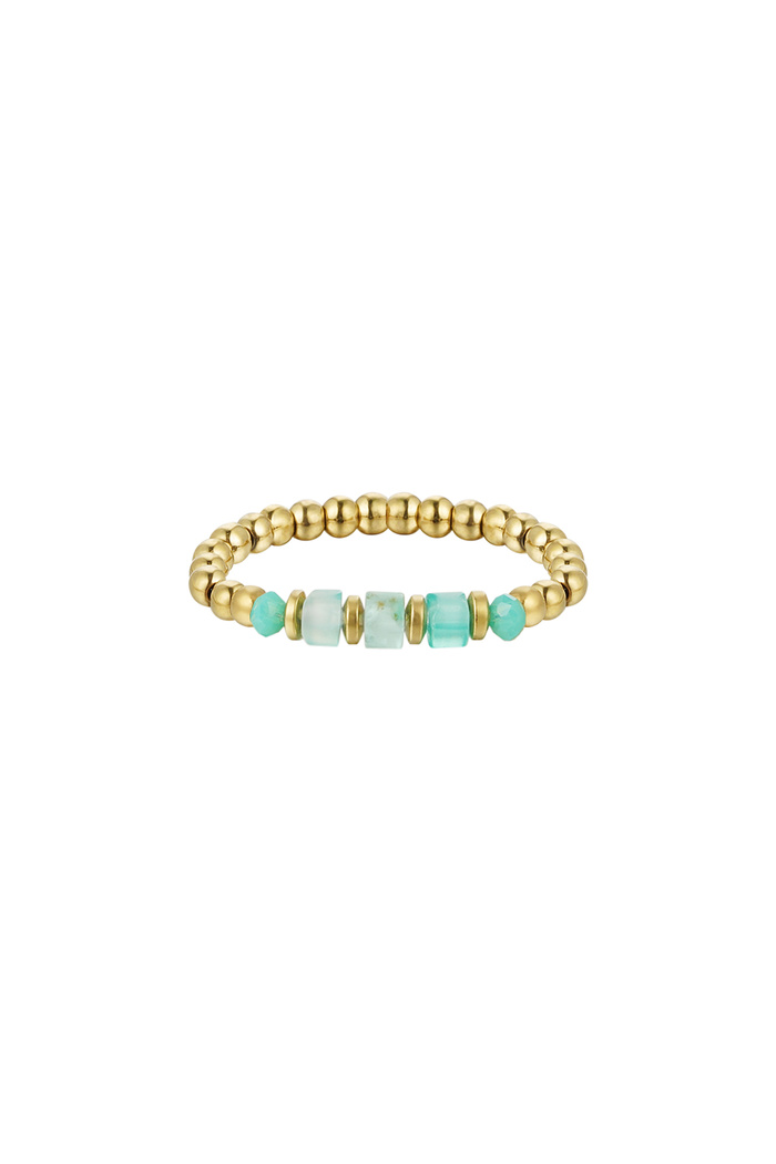 Ring basic steentjes - Natuurstenen collectie - goud/groen Stone One size 