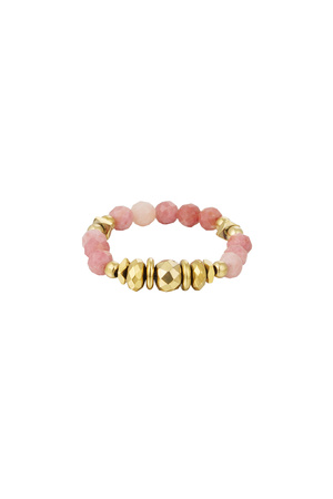 Ring steentjes - Natuurstenen collectie - goud/roze Pink & Gold Stone One size h5 