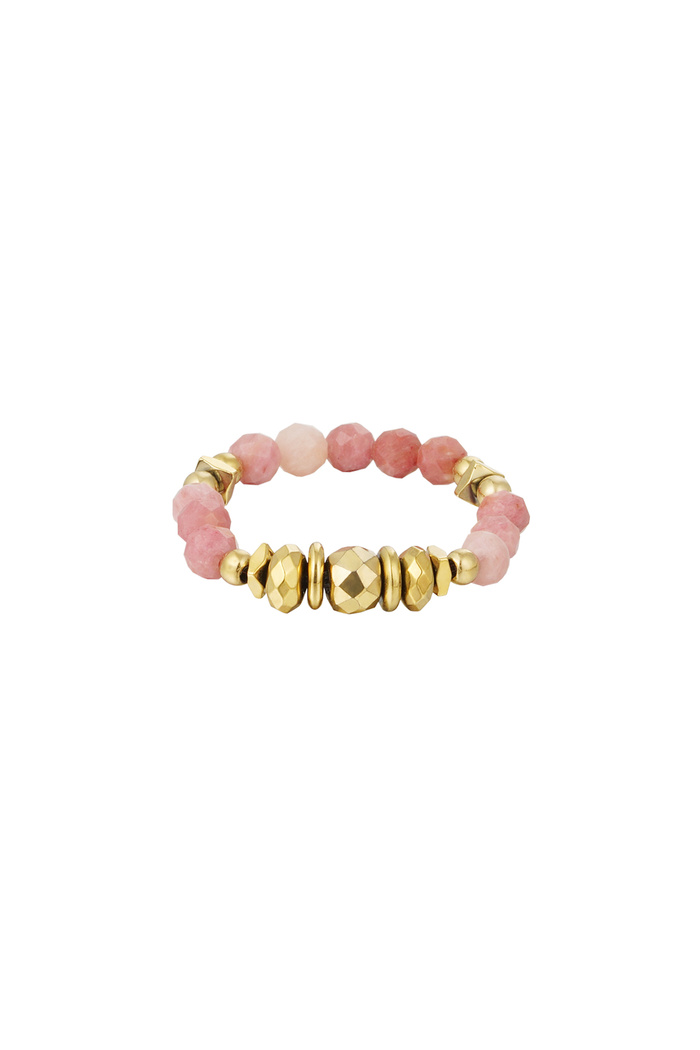 Ring steentjes - Natuurstenen collectie - goud/roze Pink & Gold Stone One size 
