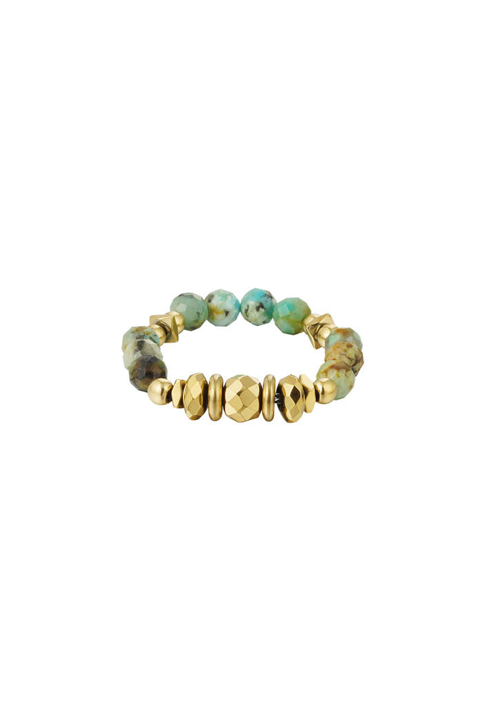 Ring steentjes - Natuurstenen collectie - goud/groen Green & Gold Stone One size 