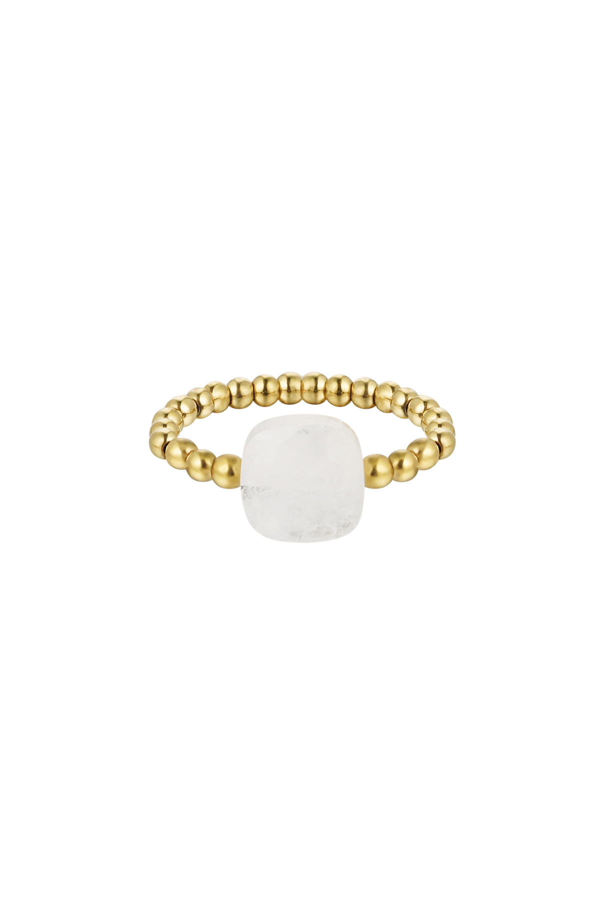 Anello elastico con grande pietra White gold Stone One size