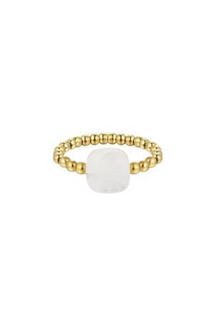 Anello elastico con grande pietra White gold Stone One size h5 