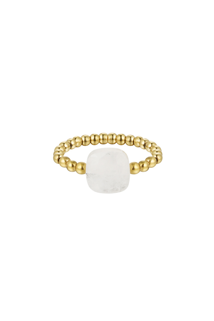 Anello elastico con grande pietra White gold Stone One size 