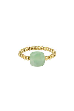 Elastieken ring met grote steen Groen Stone One size h5 
