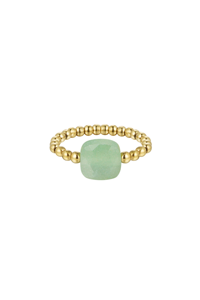Elastic ring with large stone Green One size 
