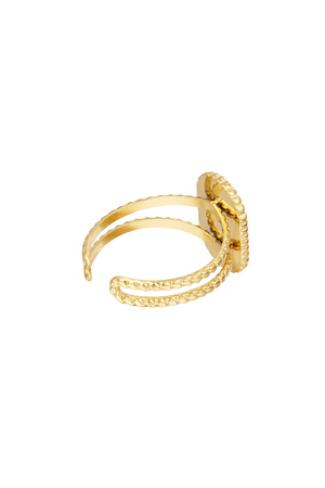 Anello con pietra - Acciaio inossidabile color oro h5 Immagine5