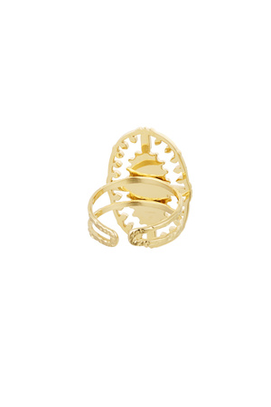 Ring vintage langwerpig met steen - goud/rood h5 Afbeelding5