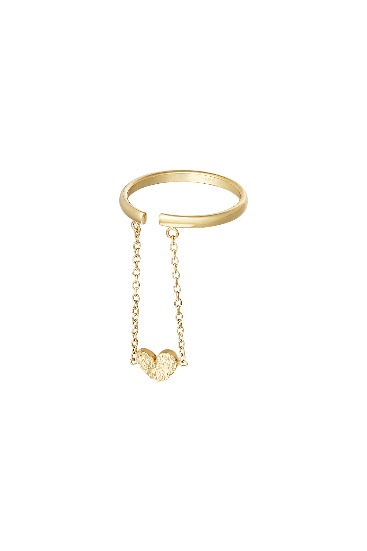 Ring heart with chain - gold