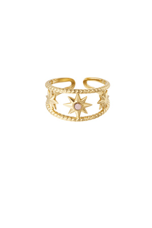 Ring ster met roze steentje - goud h5 