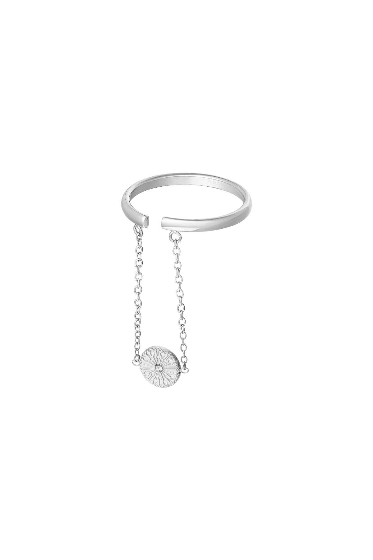 Ring circle with chain - silver