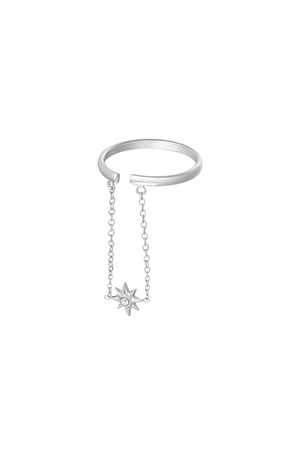 Ring star with chain - silver h5 