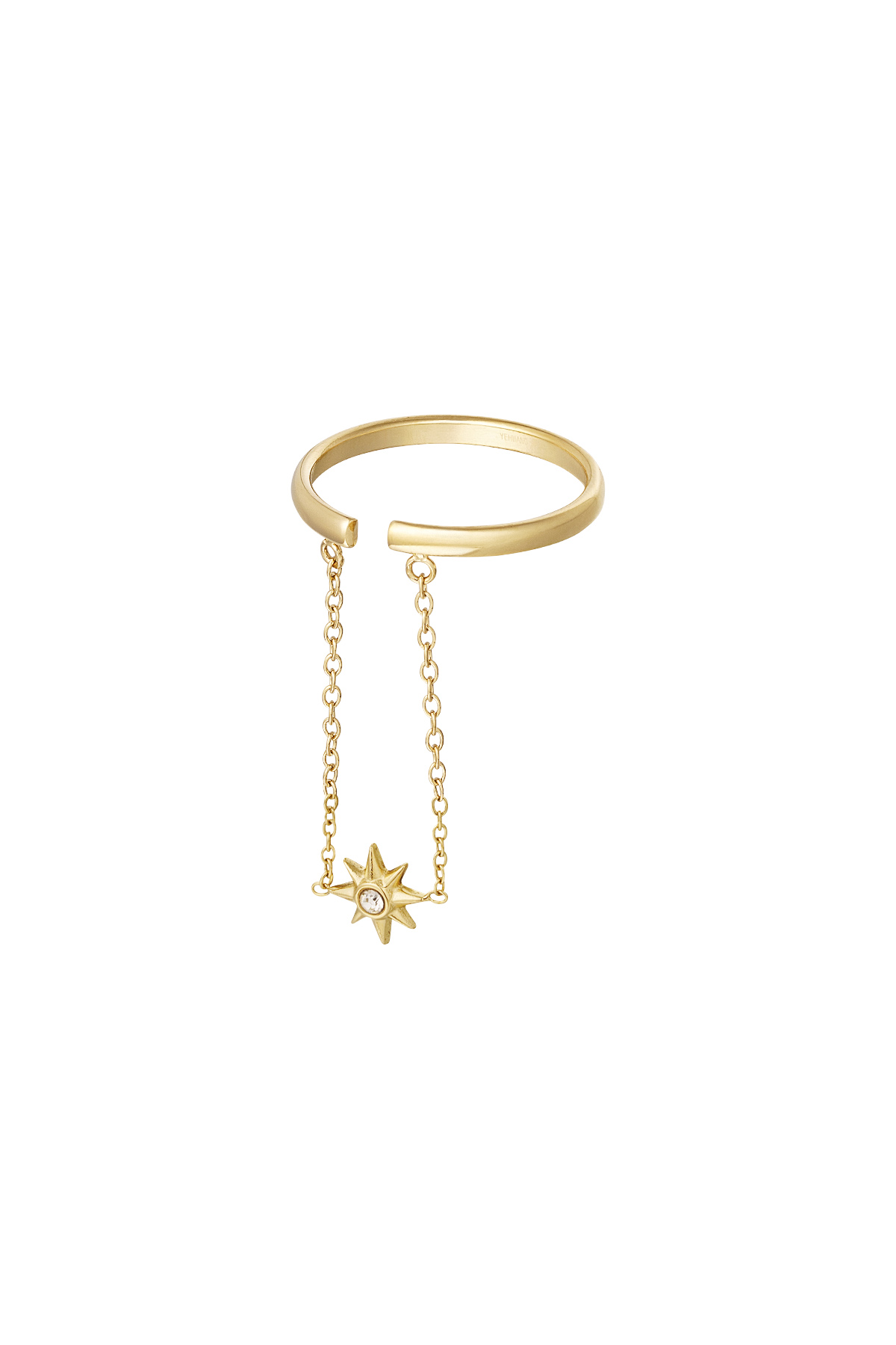 Ring star with chain - gold