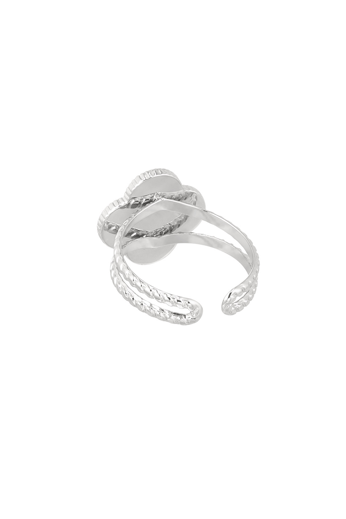 Anillo trébol blanco - plata Imagen3