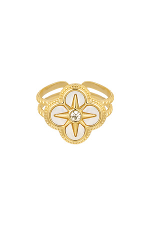 Ring clover white - gold h5 