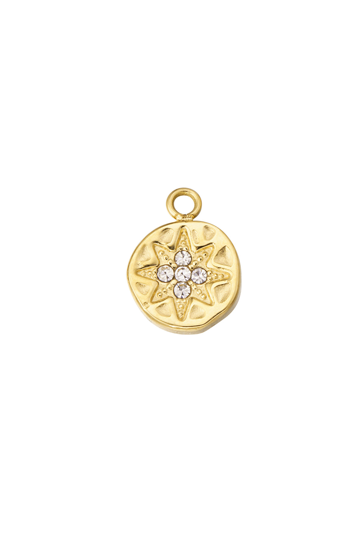 DIY charm coin star with stones - gold h5 