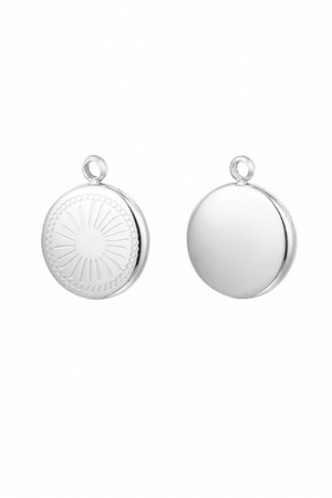 Charm round with pattern - silver h5 