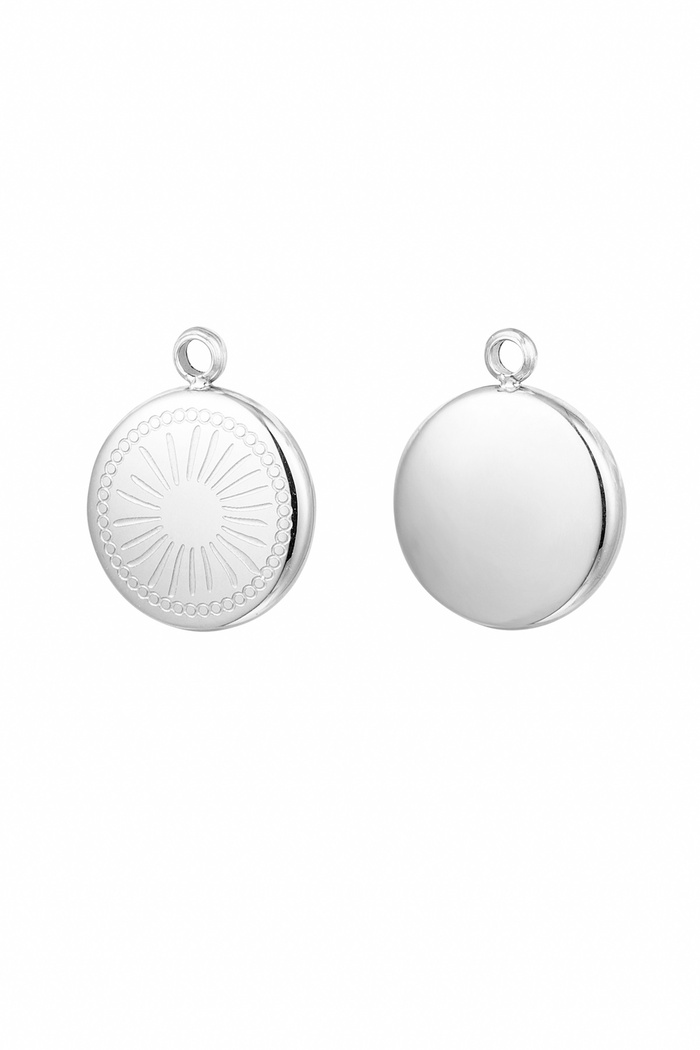 Charm round with pattern - silver 