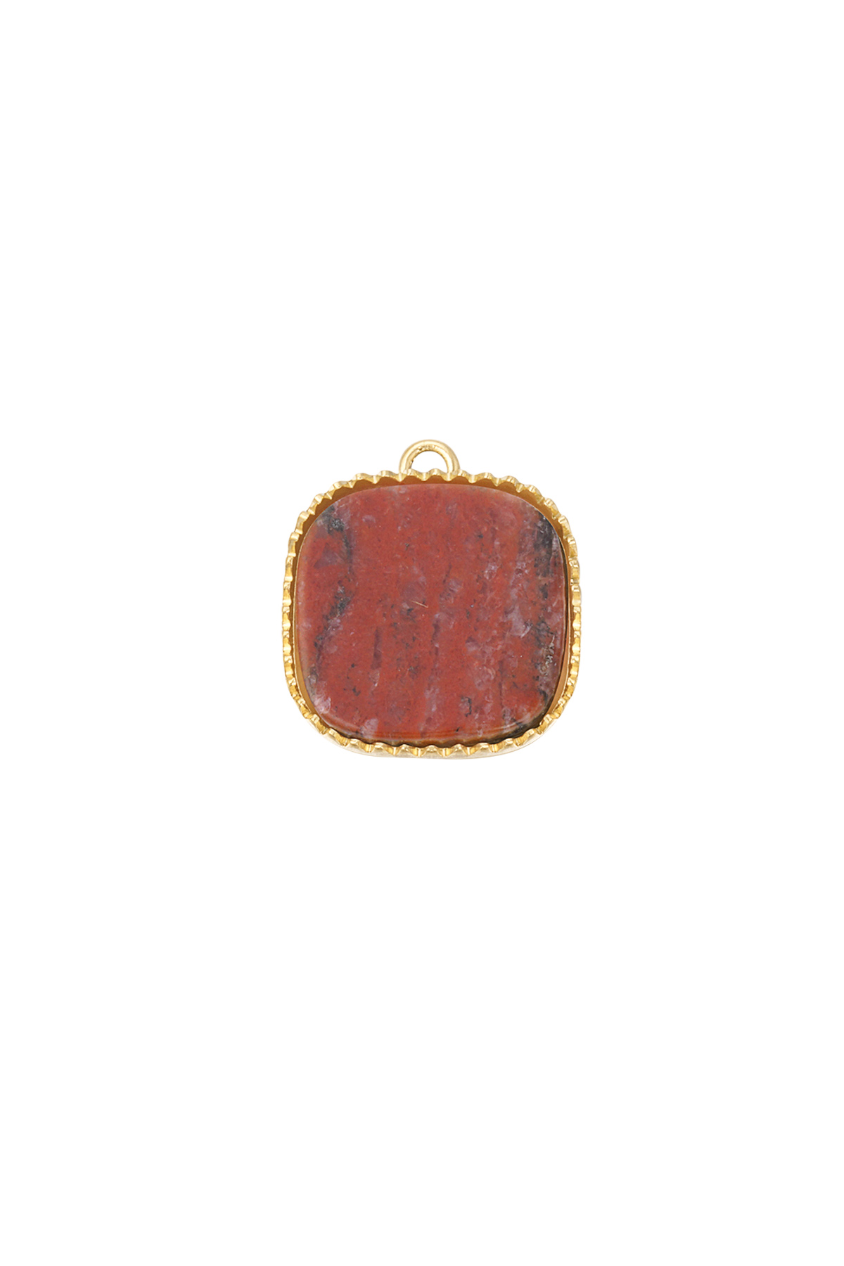 Charm stone with edge - red/gold