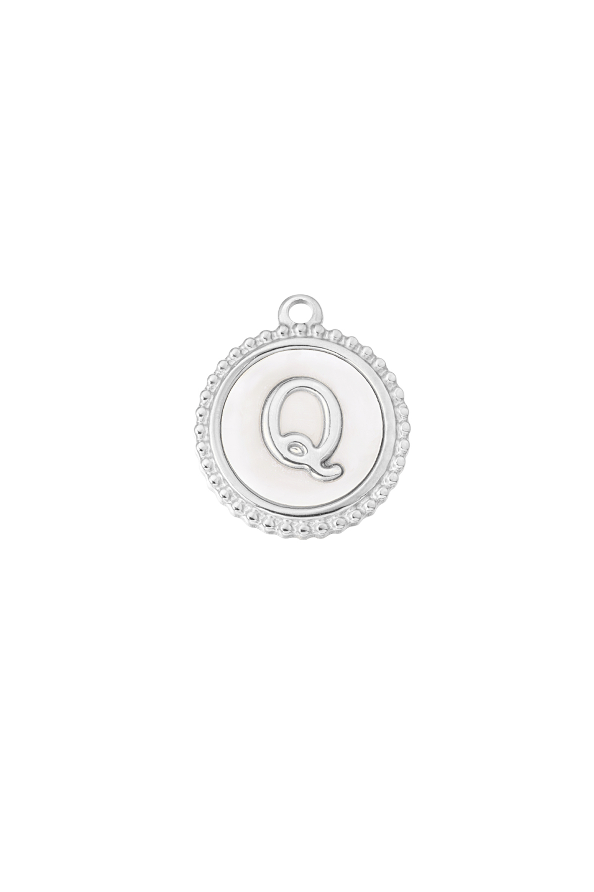 Charm elegante Q - plata/blanco