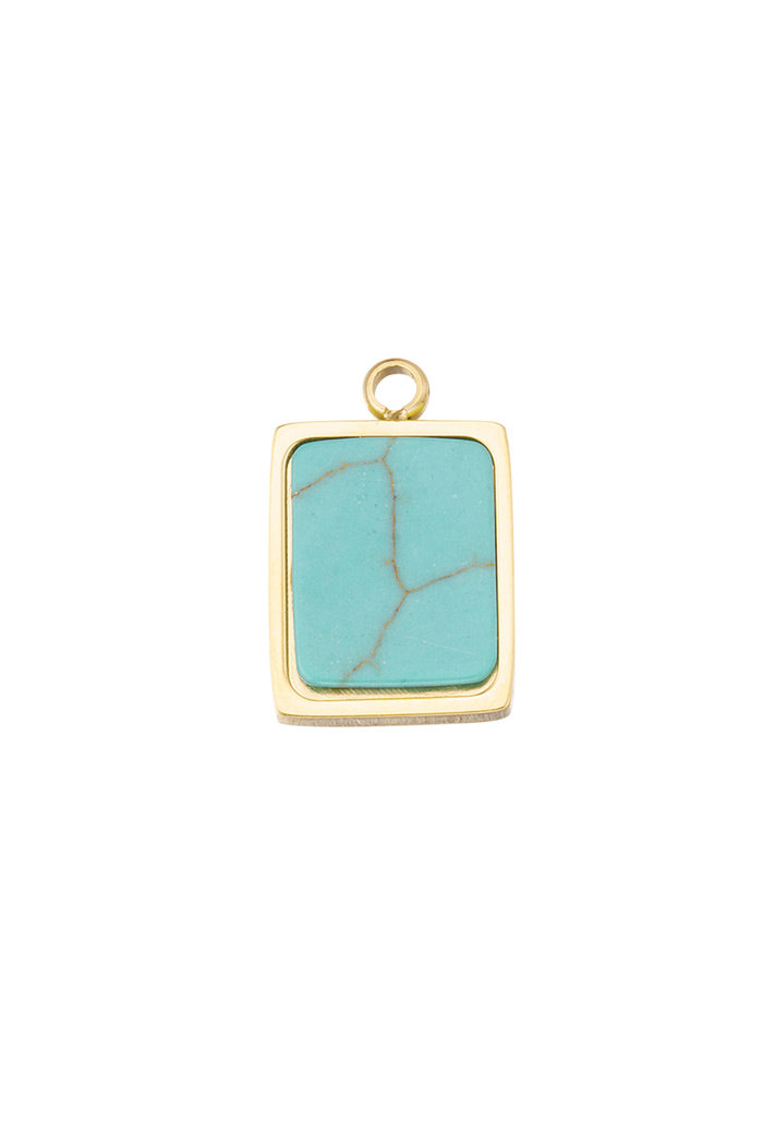 Charm carré vintage - turquoise/or 