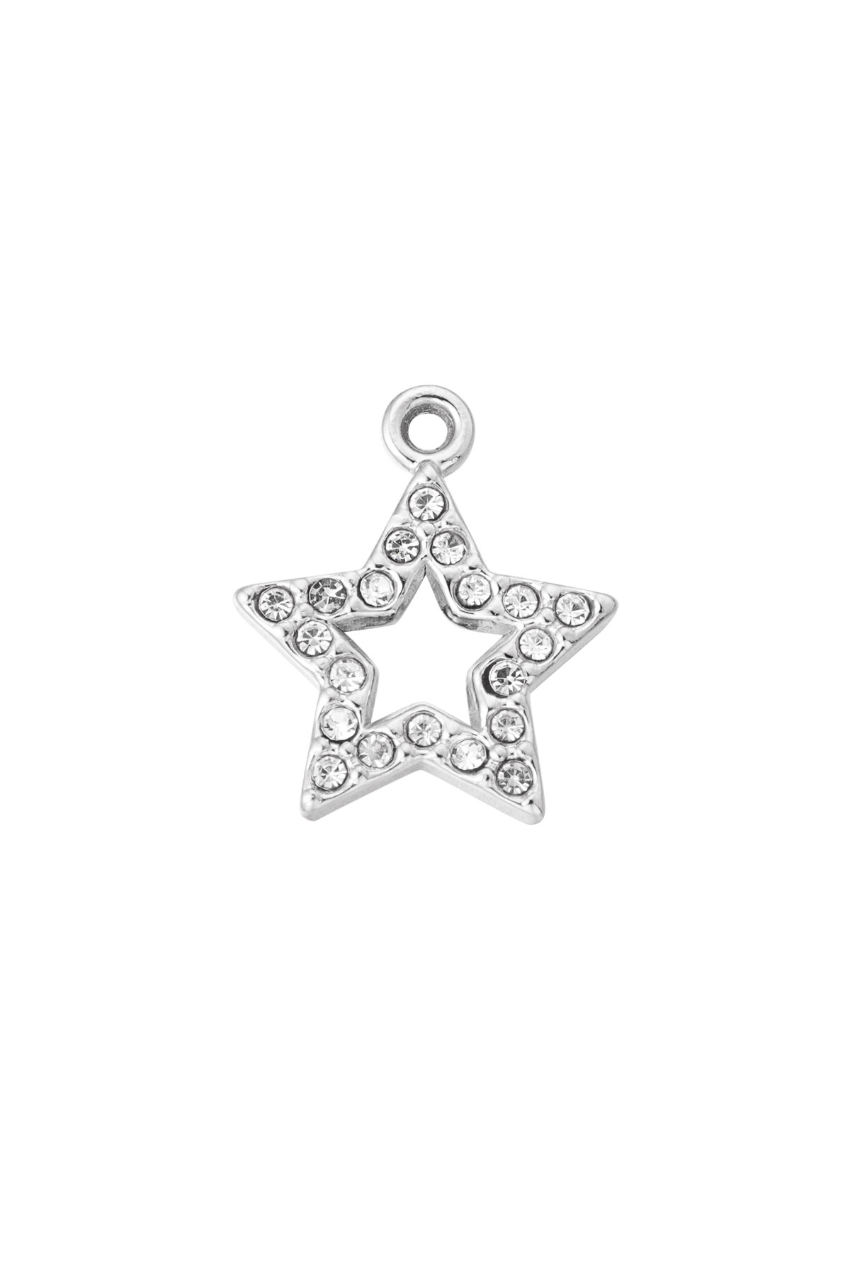 DIY Charm offener Stern mit Steinen - Silber