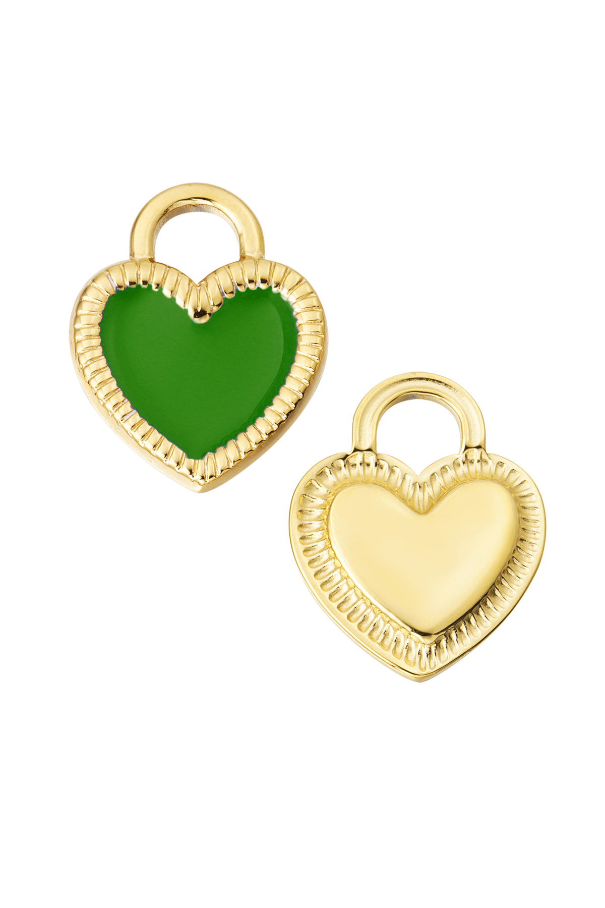 DIY charm outlined heart - green gold