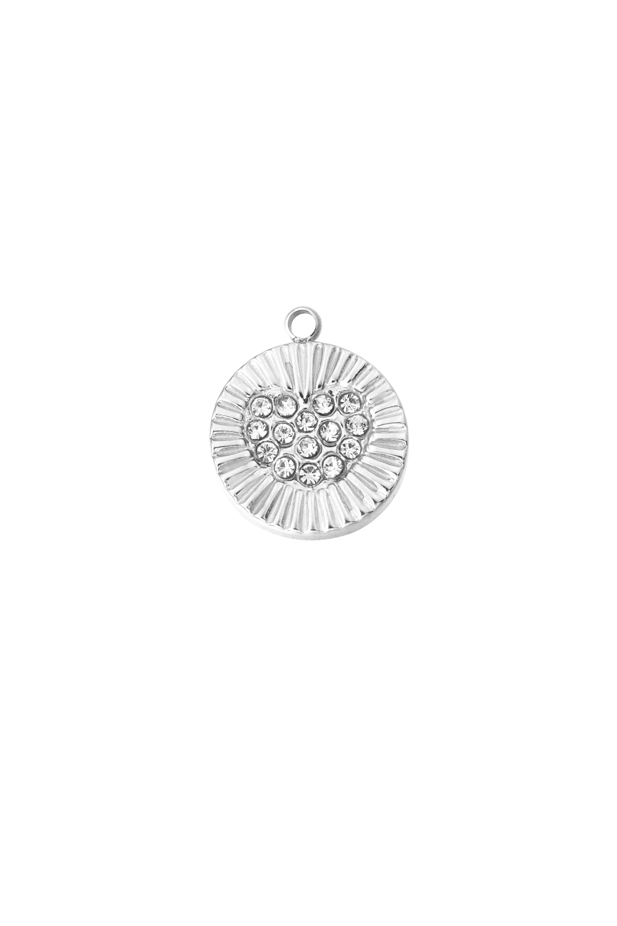DIY charm sun with heart and stones - silver 