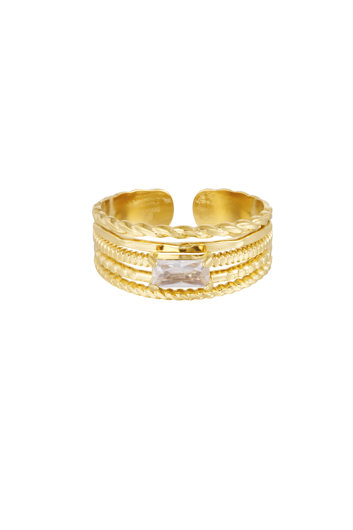 Ring mit geschichteten farbigen Details – Gold/Weiß h5 