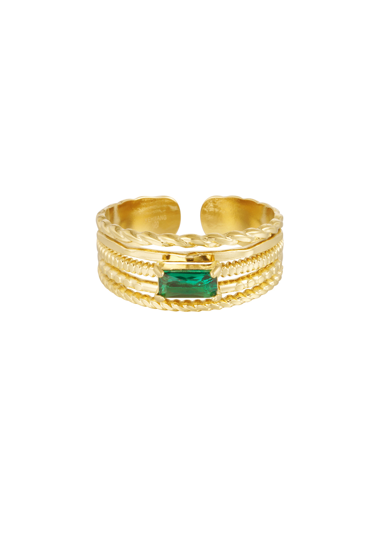 Ring mit geschichteten farbigen Details – Gold/Grün