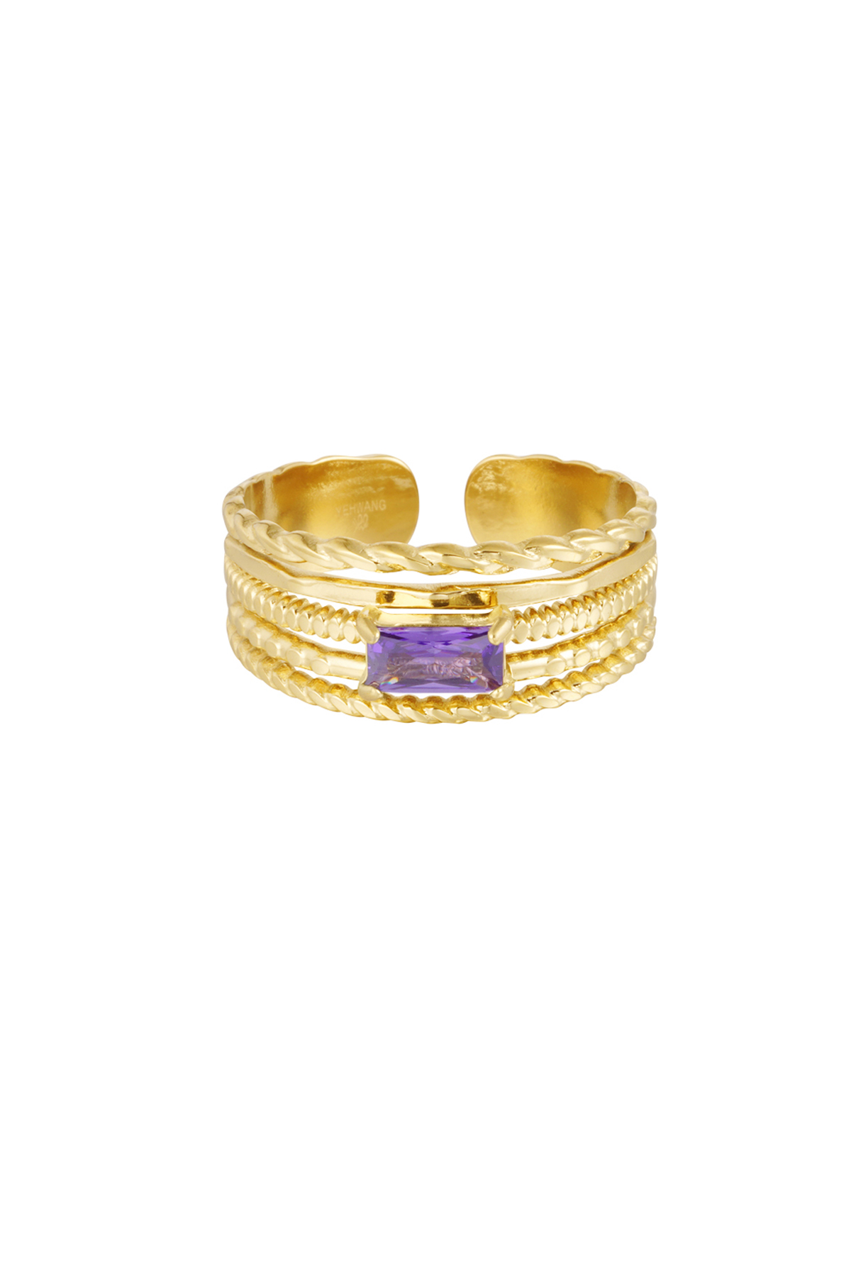 Detalle de anillo a capas de color - violeta
