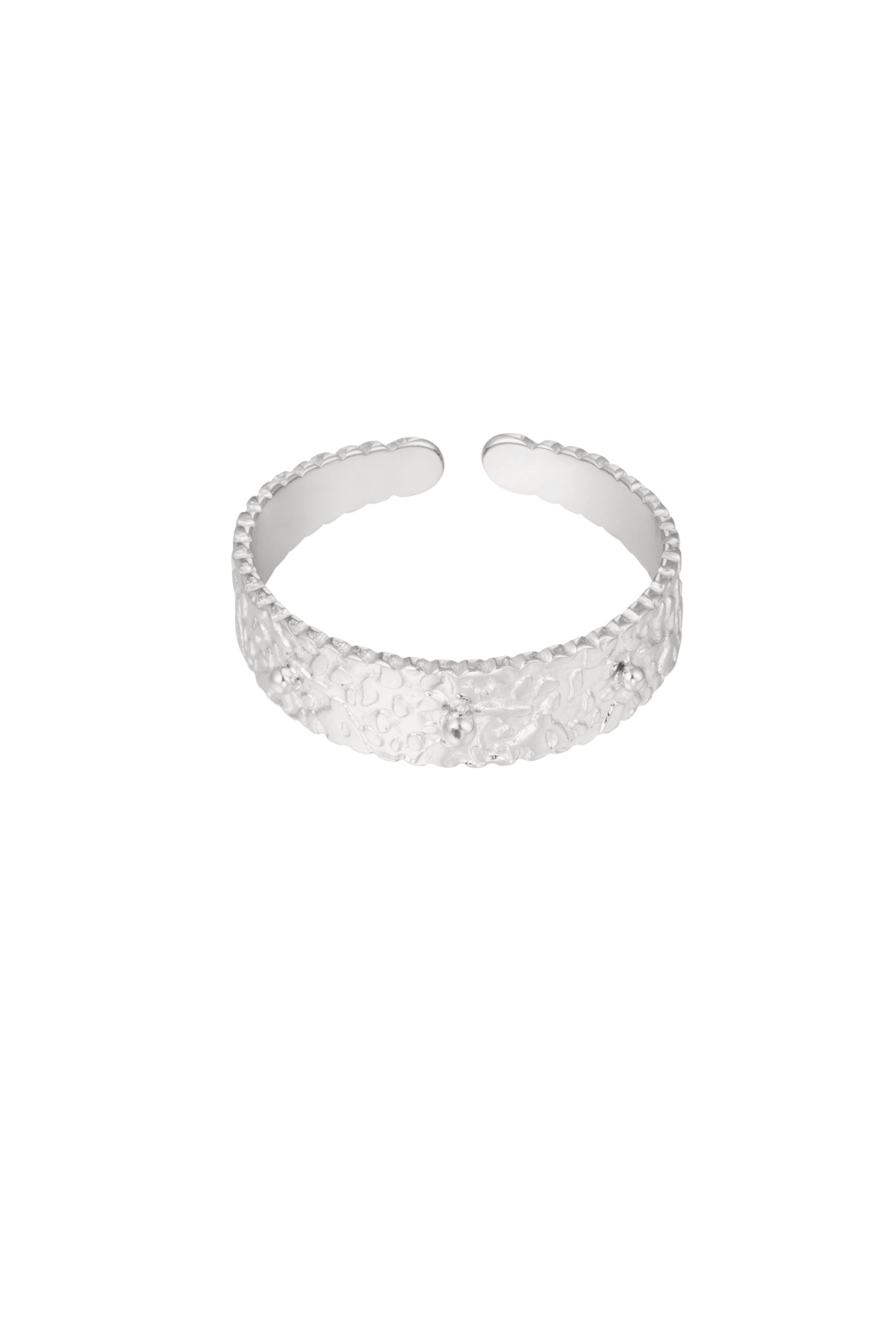 Ring met sierlijke print - zilver 