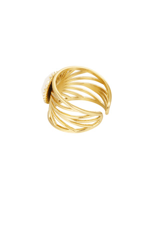 Ring mandela met steen - goud/wit h5 Afbeelding3