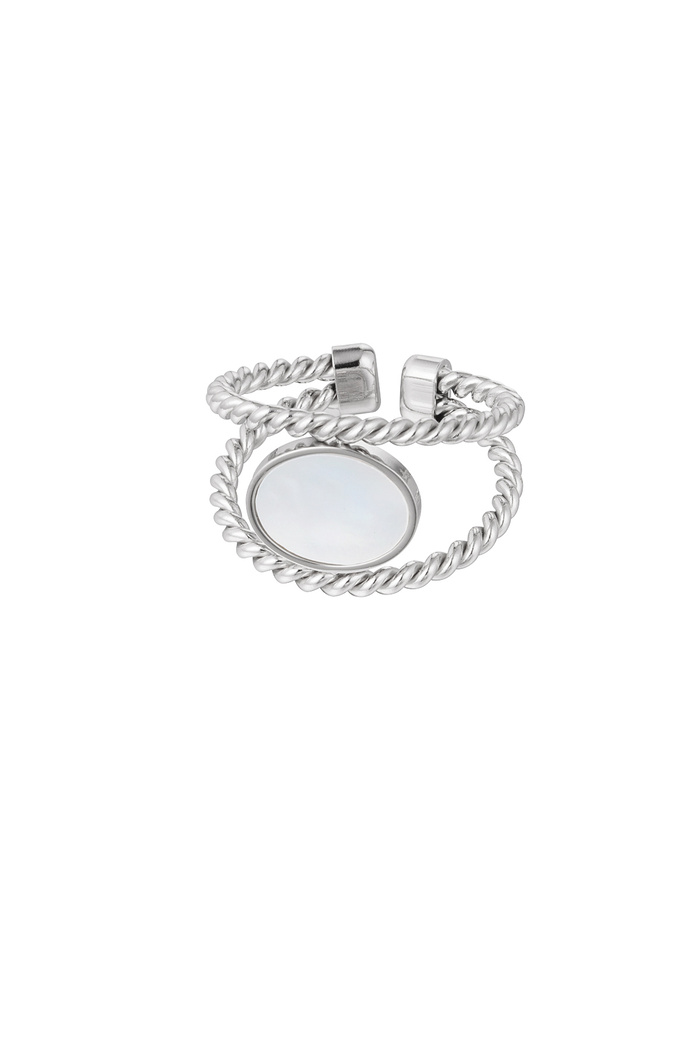Ring twisted with seashell - silver 