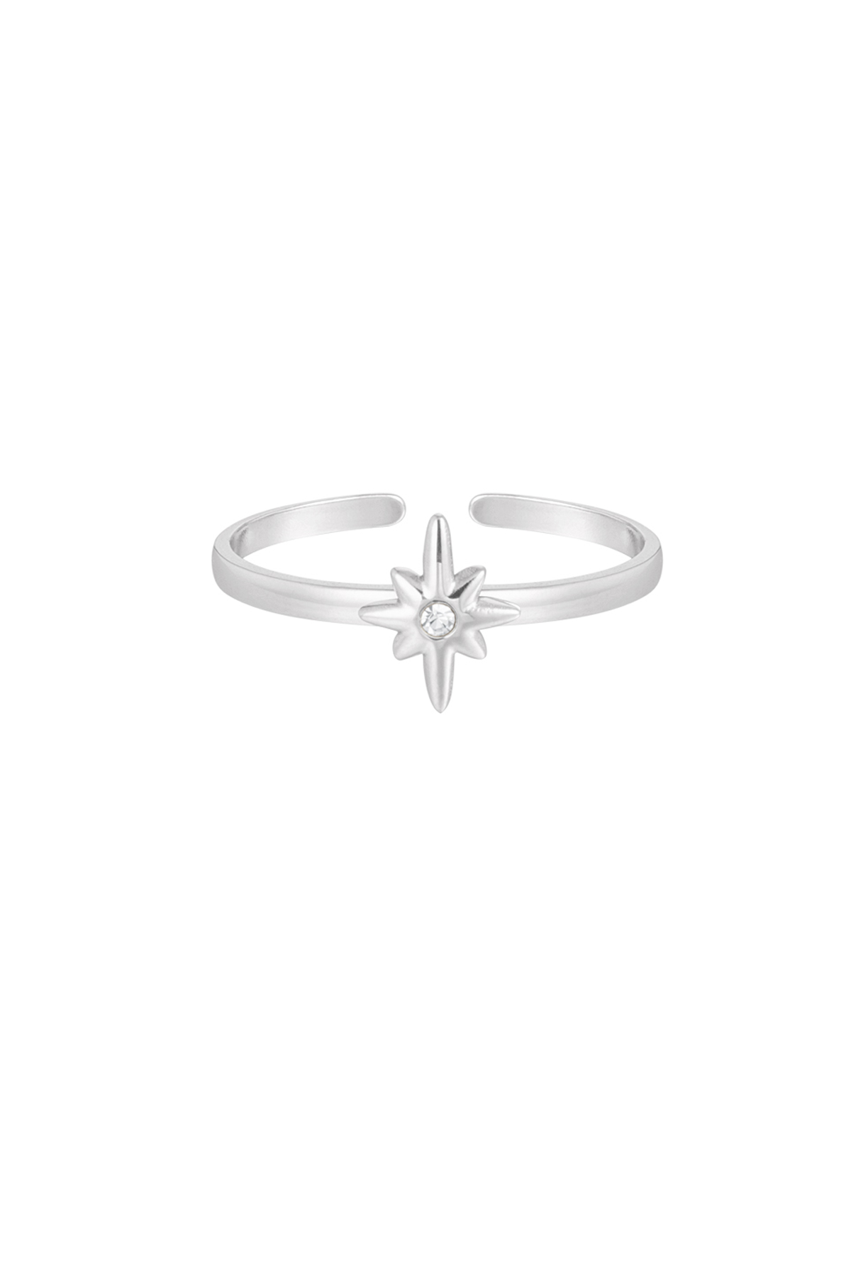 Ring star with stone - silver