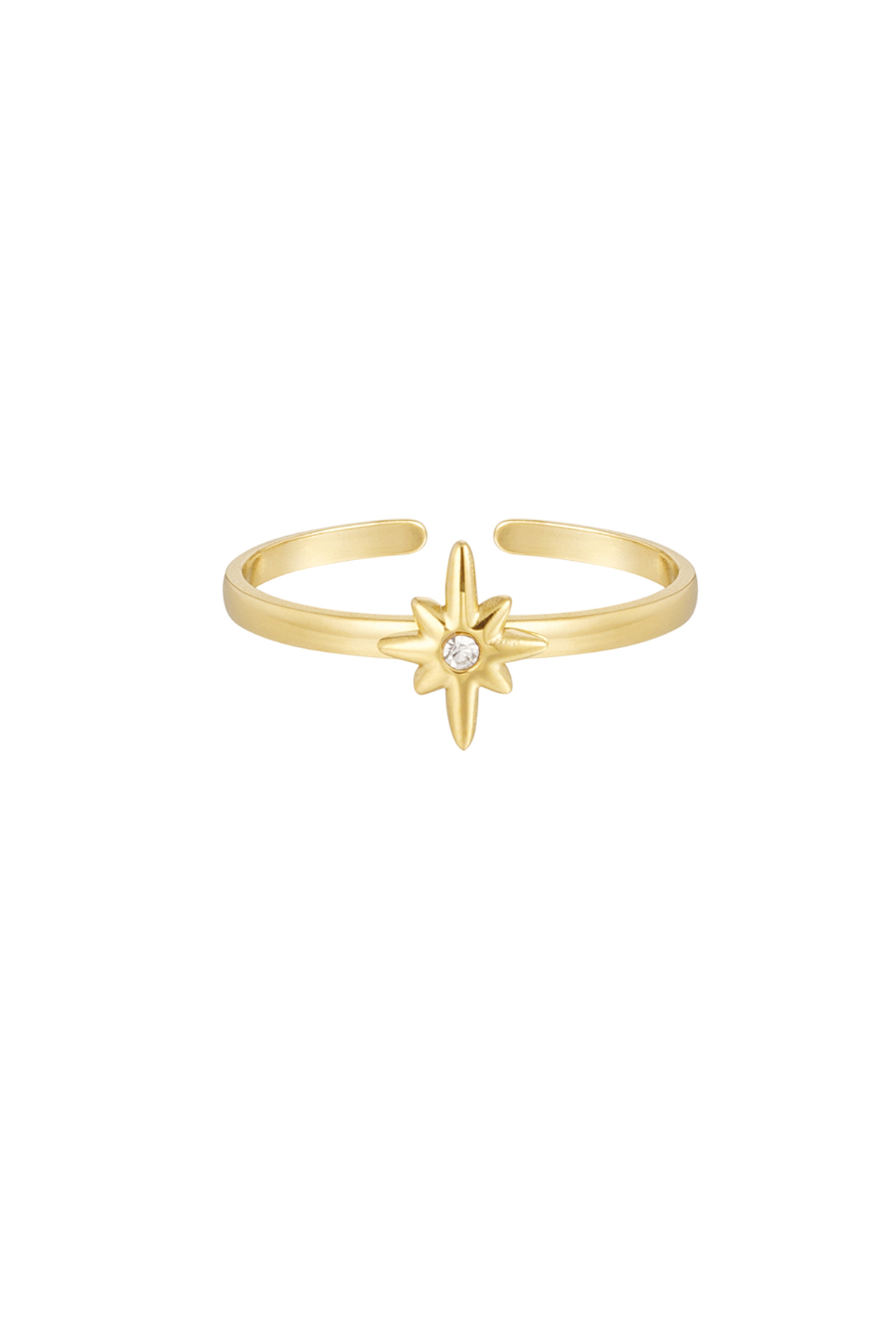 Anello stella con pietra - oro h5 