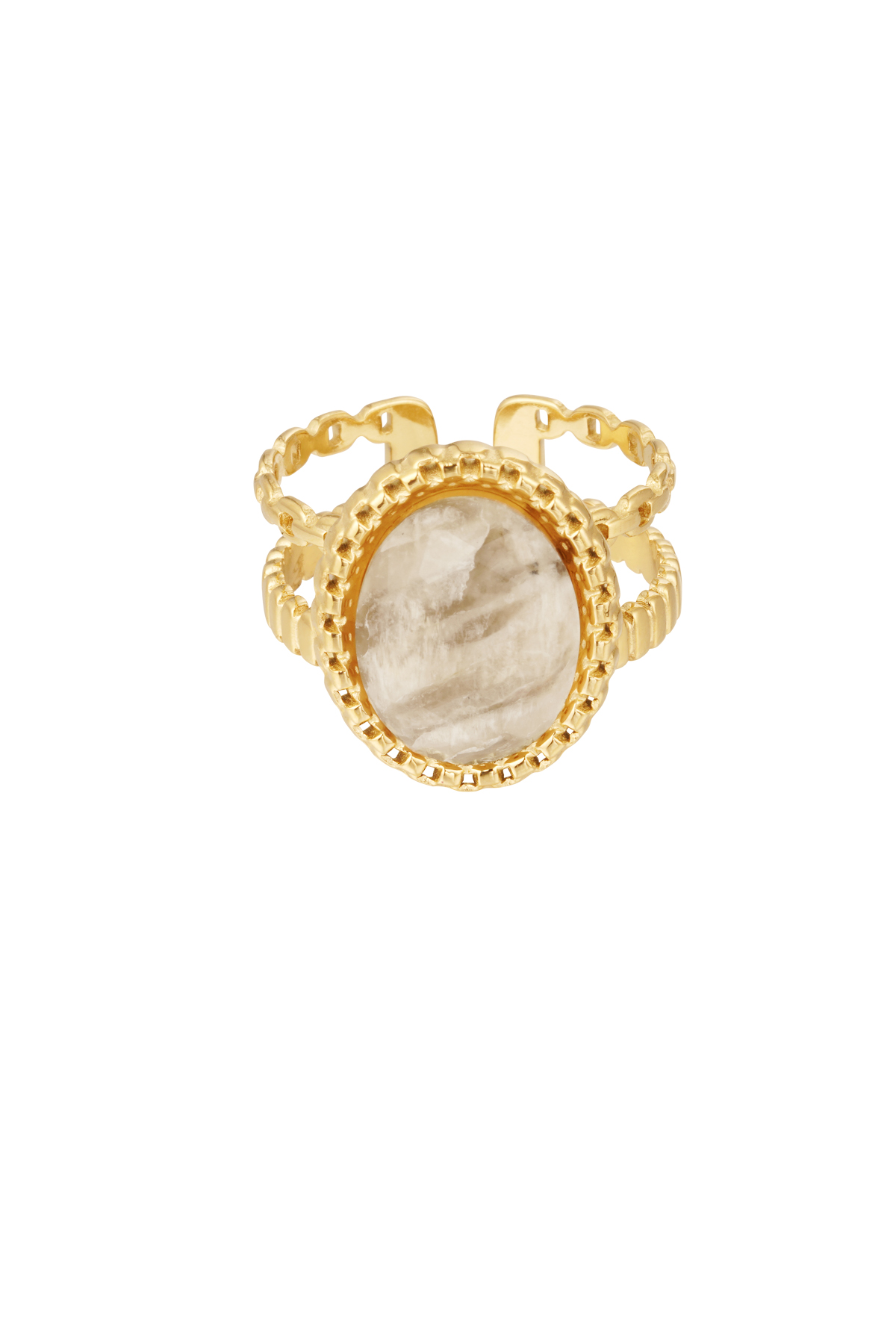 Ring double layer with stone - beige h5 