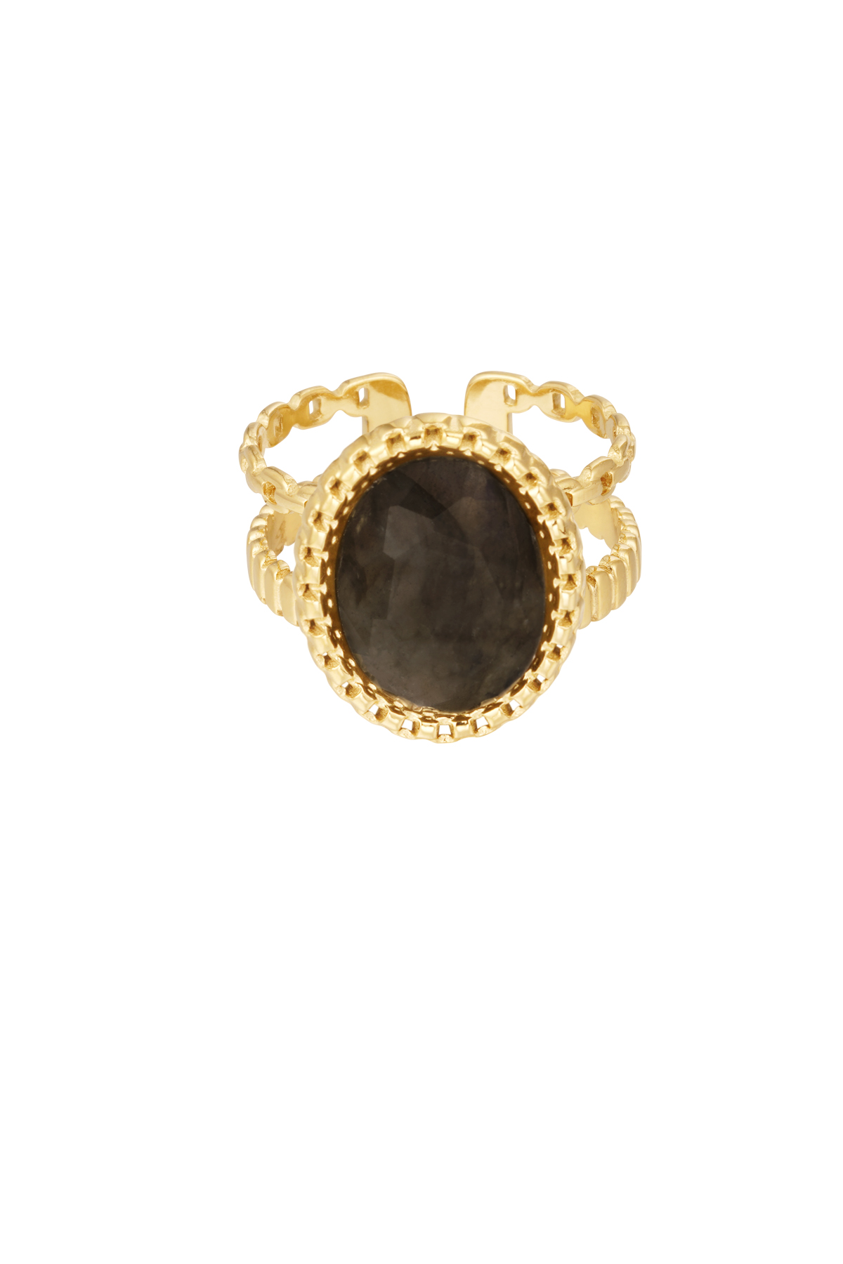Ring double layer with stone - black h5 