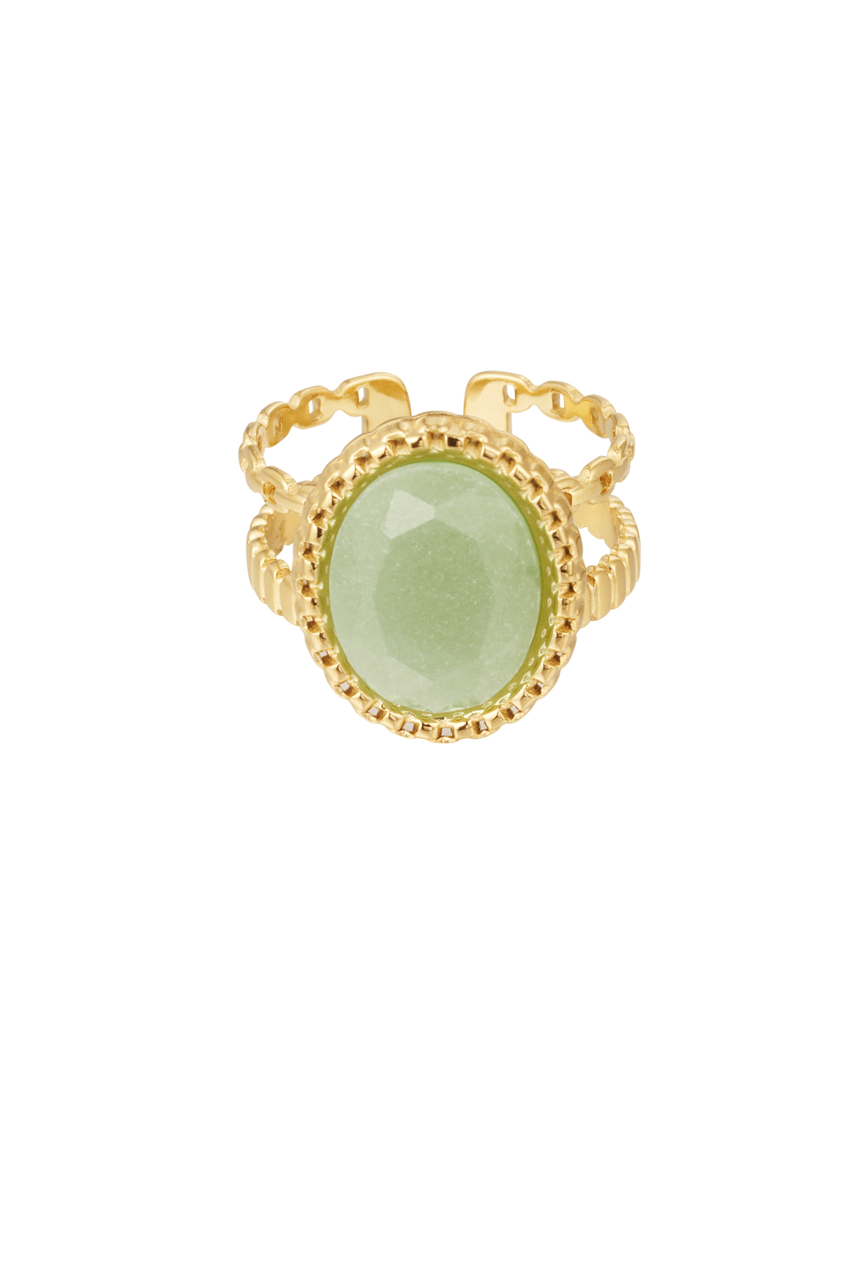 Ring double layer with stone - green h5 