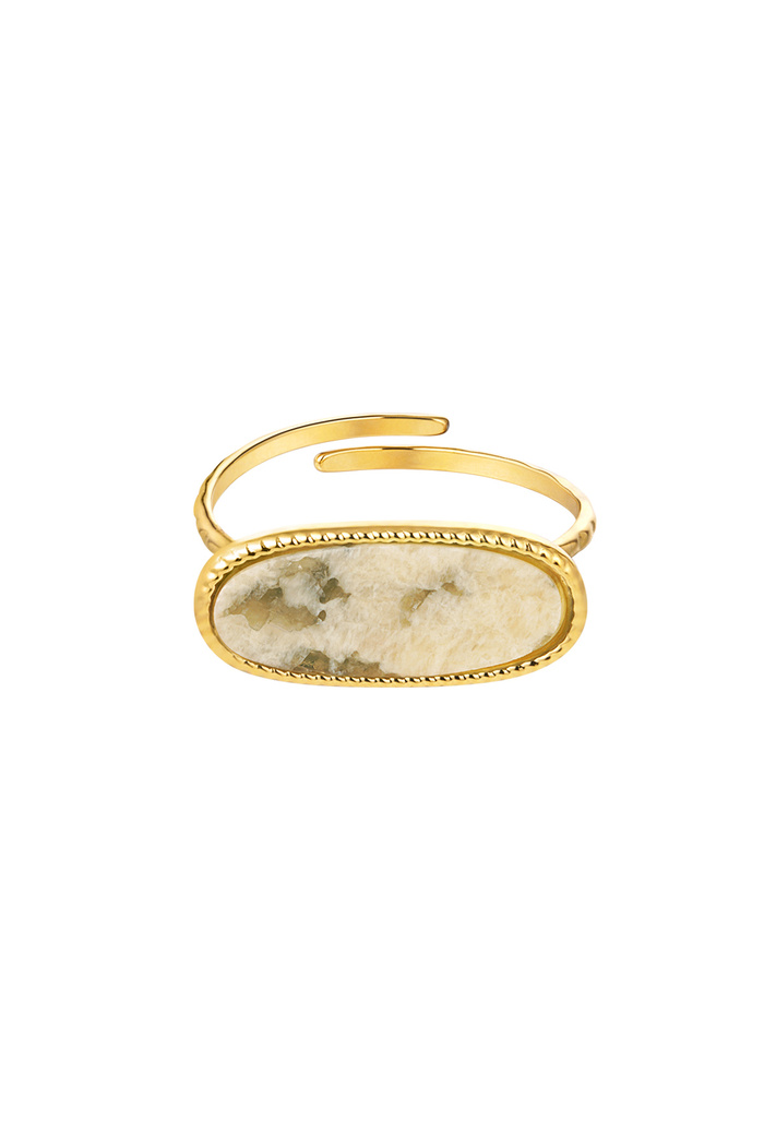 Ring with elongated stone - beige 