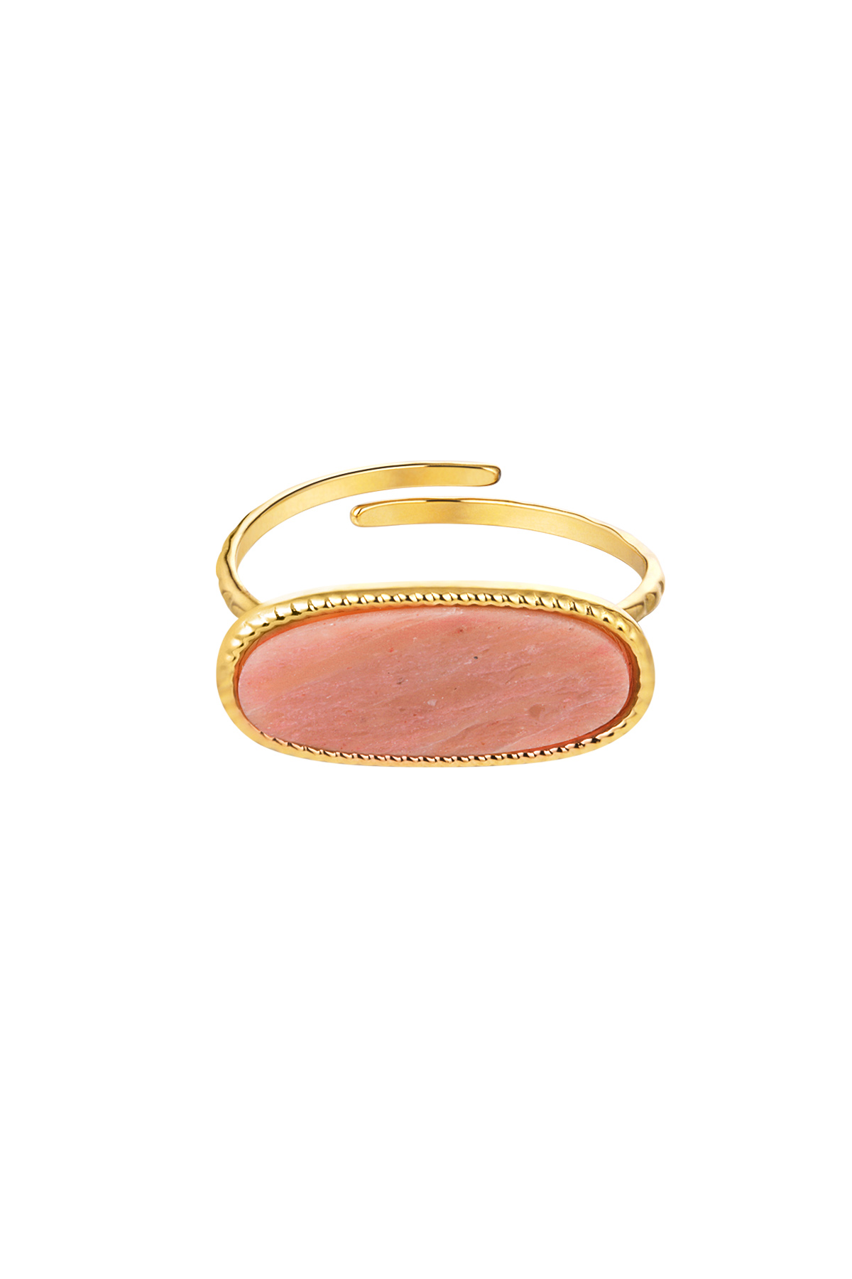 Ring met langwerpige steen - roze