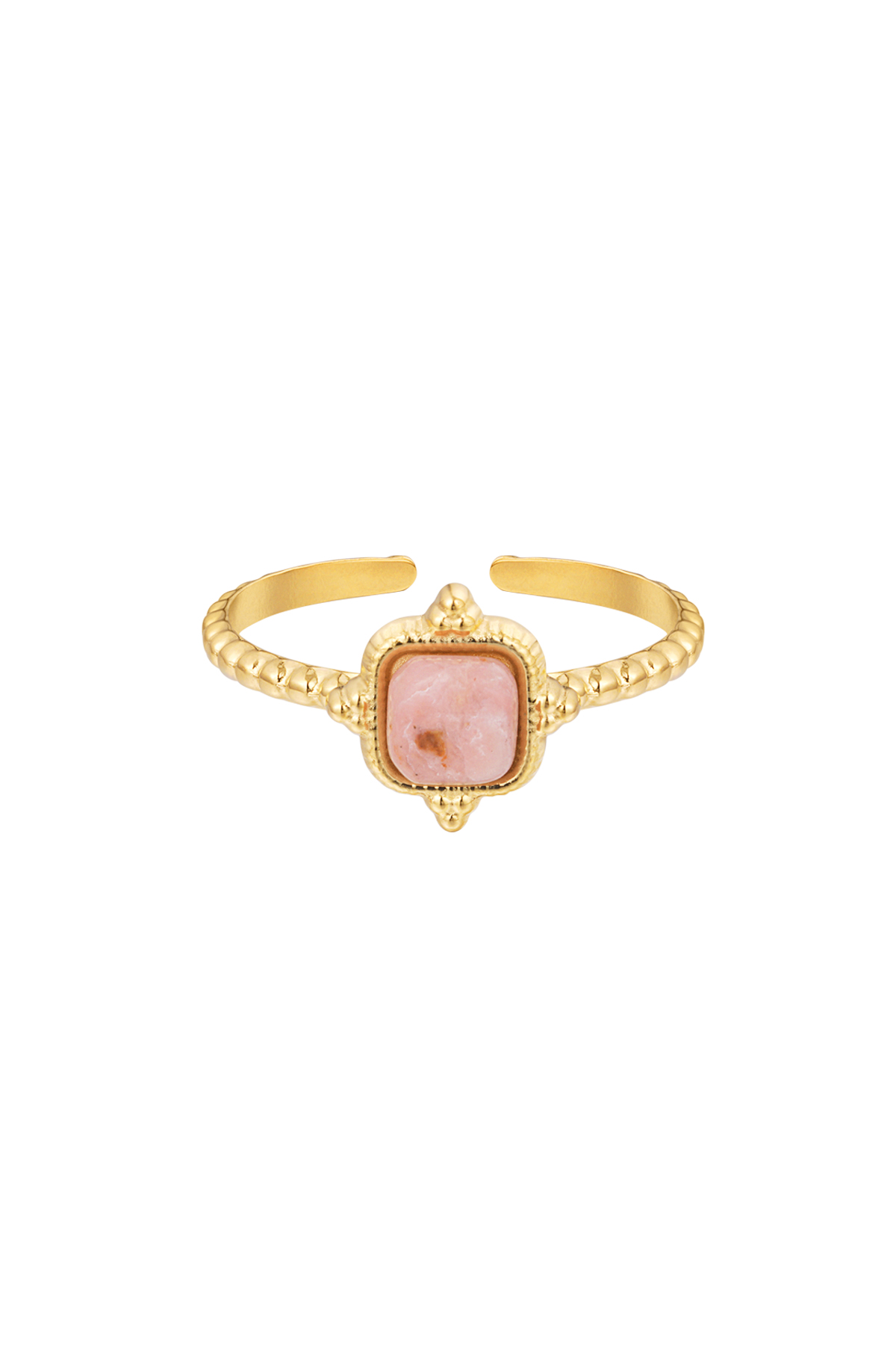 Ring vintage vierkant - roze h5 
