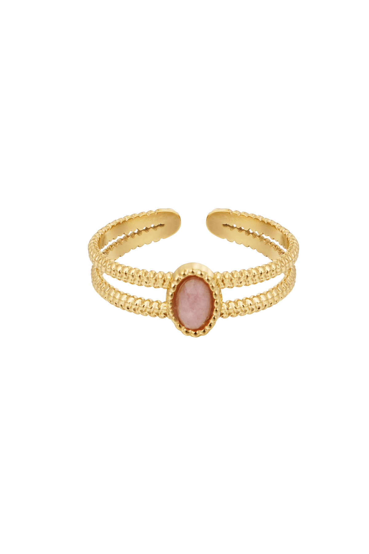 Ring double with stone - pink 