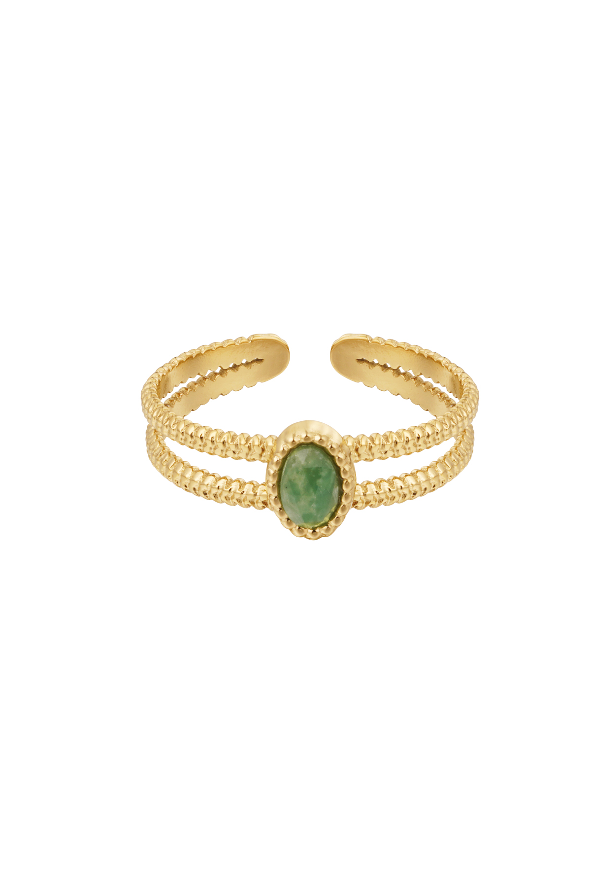 Ring double with stone - green