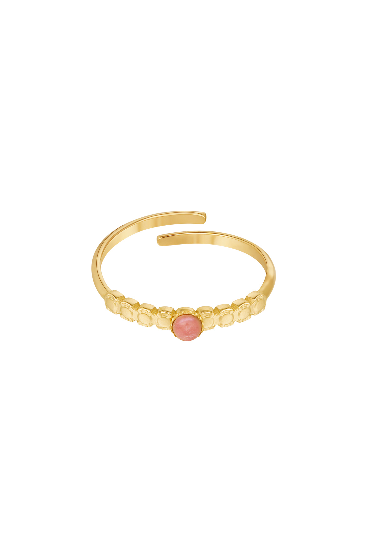 Ring round stone with print - pink