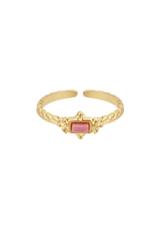 Ring vintage rechthoek - roze h5 