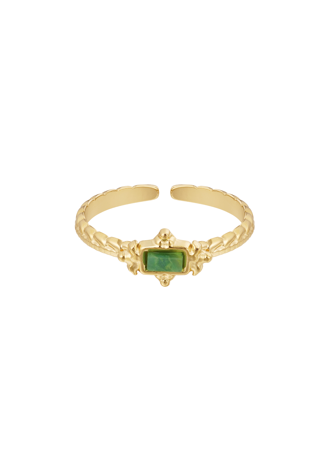 Ring vintage rectangle - green h5 