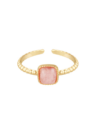 Elegant ring with square stone - pink h5 