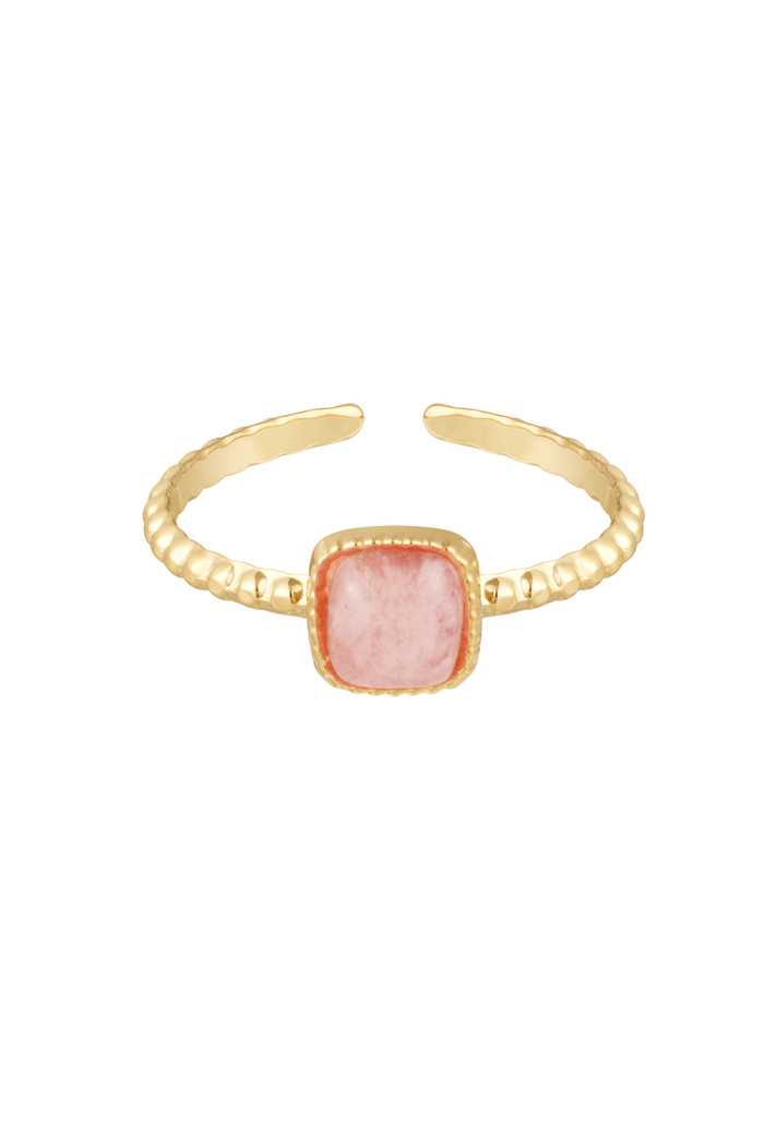 Elegant ring with square stone - pink 